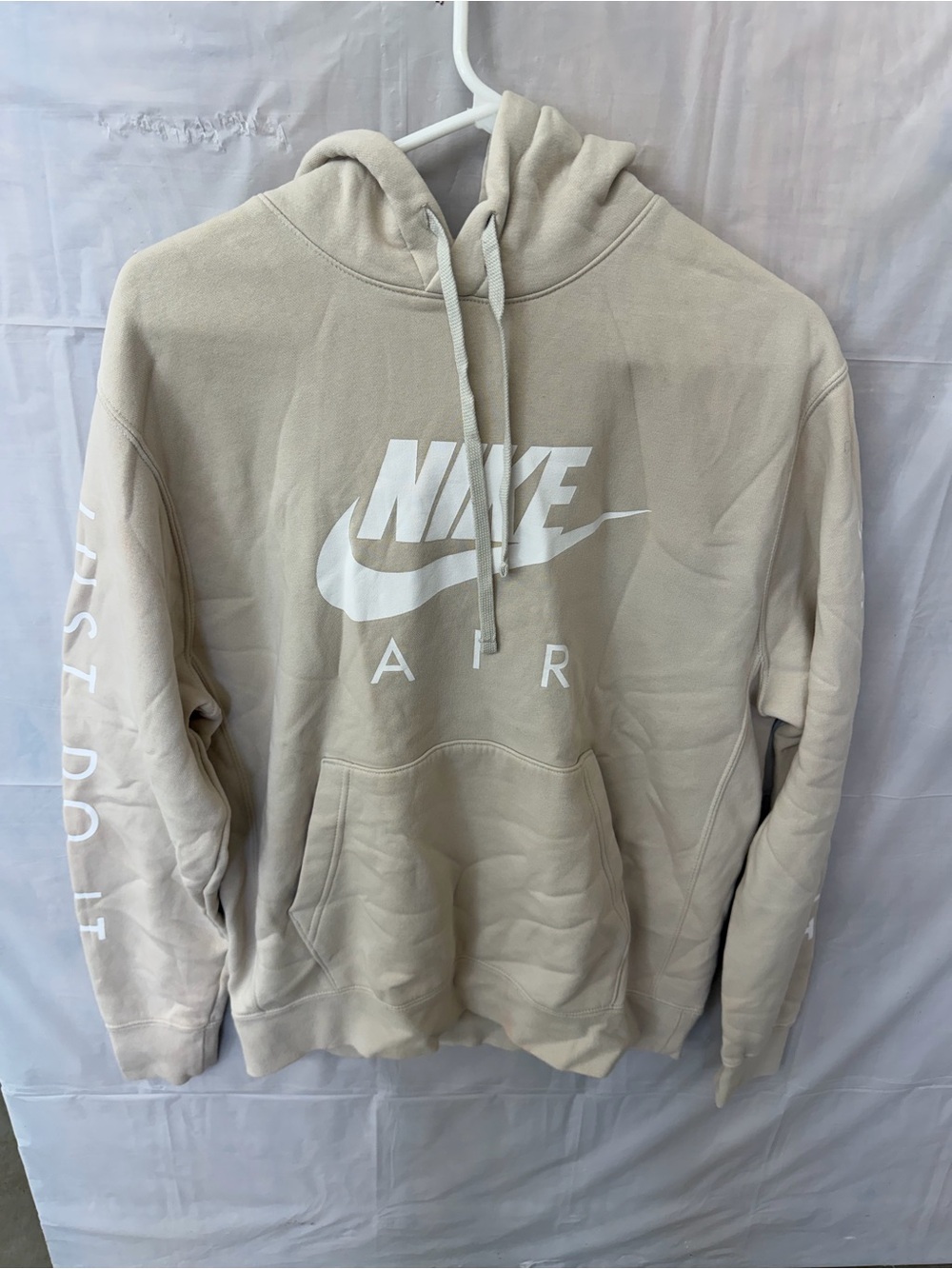 Nike Beige 'Air' Pullover Hoodie with White Logo - Men